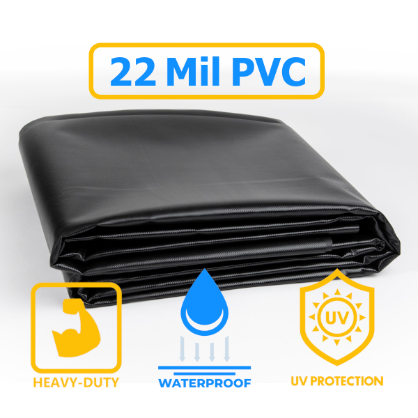 22 Mil PVC Vinyl Pond Liner, Heavy-Duty Fish Pond Liner