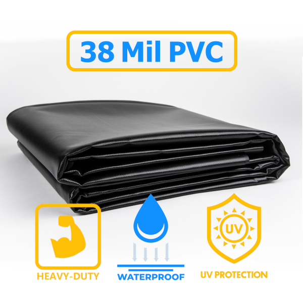 35 oz. 38 Mil Black Vinyl PVC Pond Liner Tarp